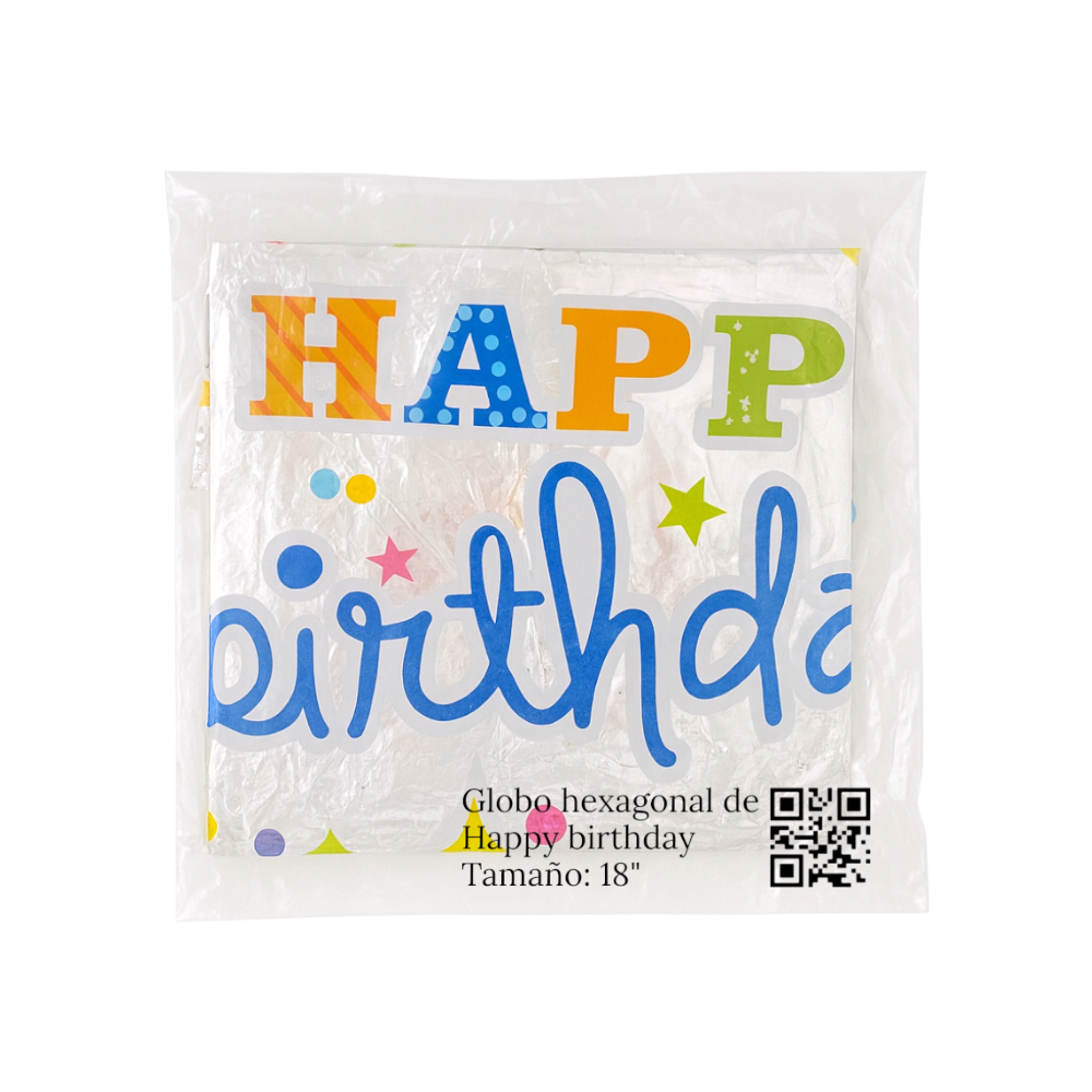Globo de 18" hexagonal happy birthday Balloon - Miniatura 3