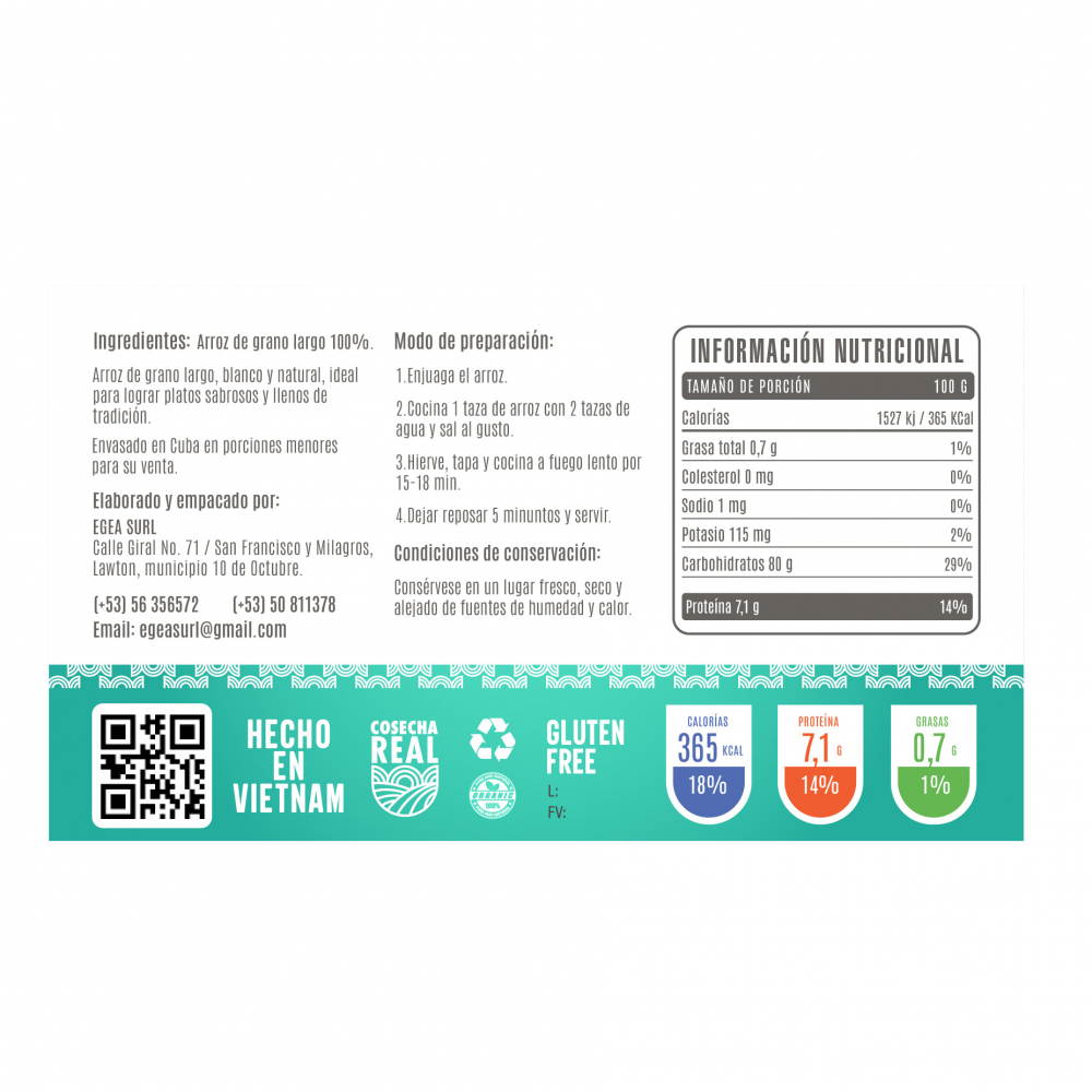 Arroz de grano largo Cosecha Real (1 kg / 2.2 lb) - Miniatura 2