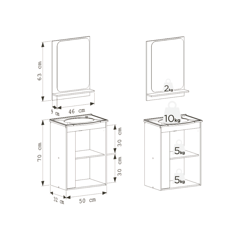 Mueble de baño jequitiba y blanco en madera Cozimax Begonia - Miniatura 3