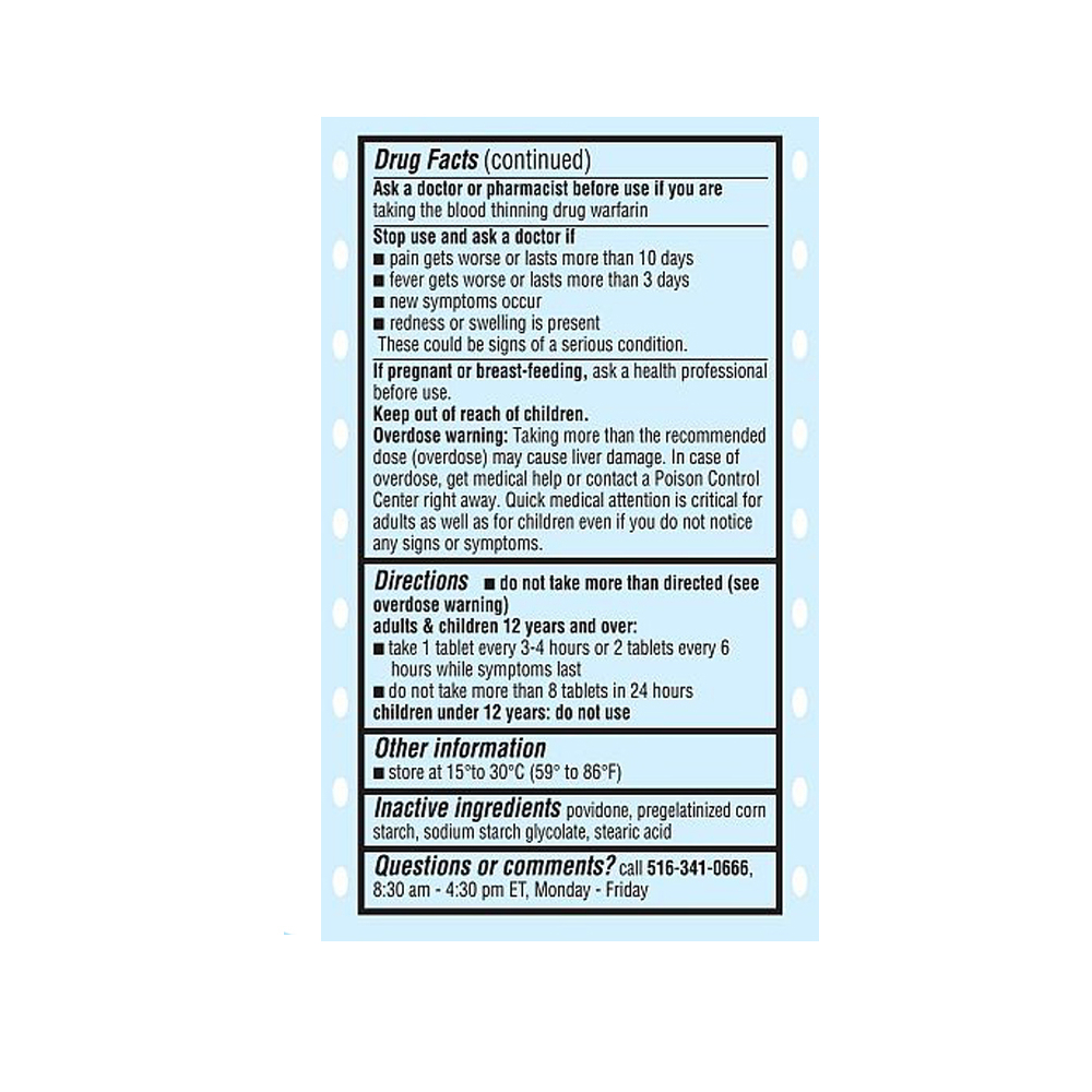 Acetaminofén 500 mg Reliable-1 (100 tabletas) - Miniatura 2