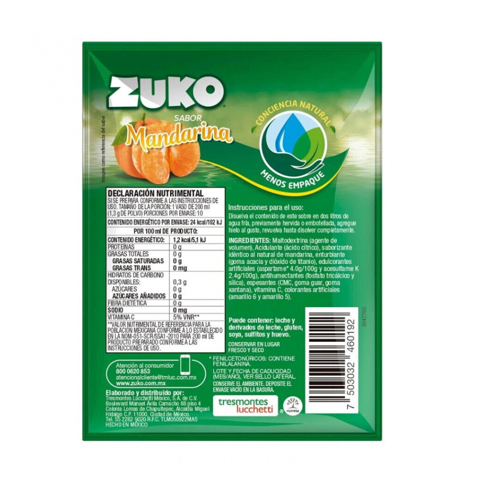 Refresco instantáneo sabor mandarina Zuko (13 g) - Miniatura 4