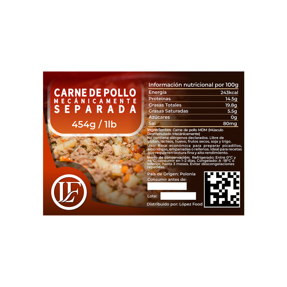 Carne de pollo mecánicamente separada LF (454 g / 1 lb) - Miniatura 2