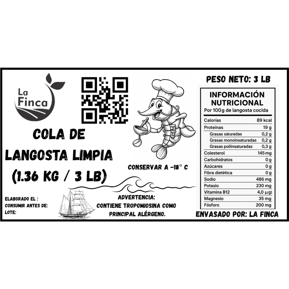 Cola de langosta limpia La Finca (1.36 kg / 3 lb) - Miniatura 3