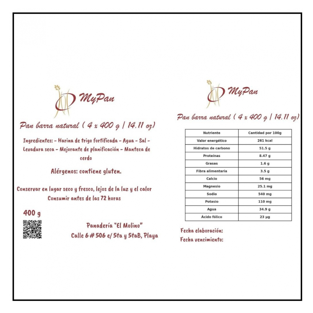 Pan barra natural ( 4 x 400 g / 14.11 oz) - Miniatura 3