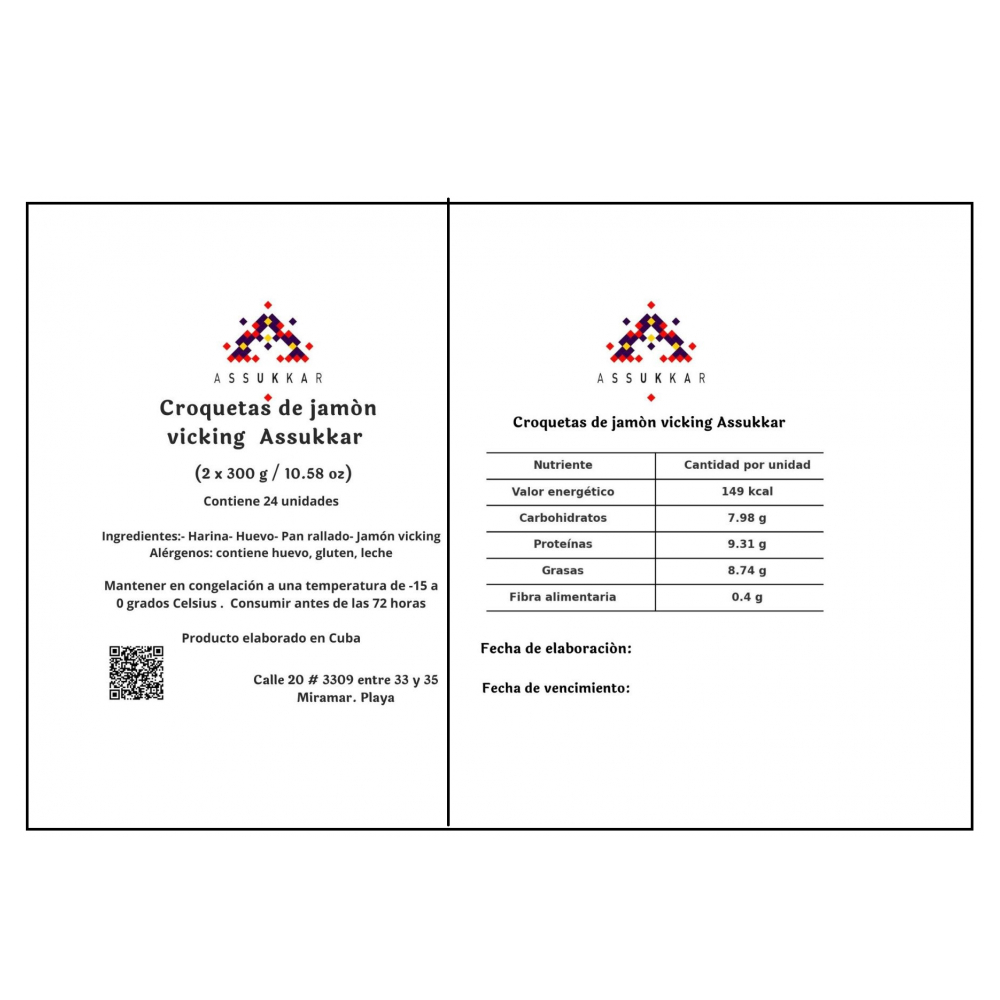 Croquetas de jamón vicking  Assukkar (  2 x 300 g / 10.58 oz) - Miniatura 3
