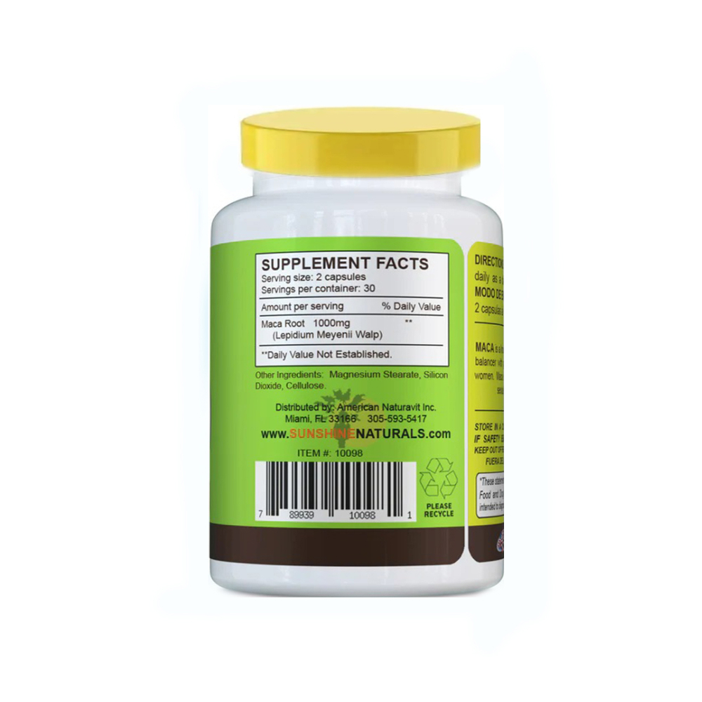 Raiz de maca 1000 mg Sunshine Natural (60 cápsulas) - Miniatura 2