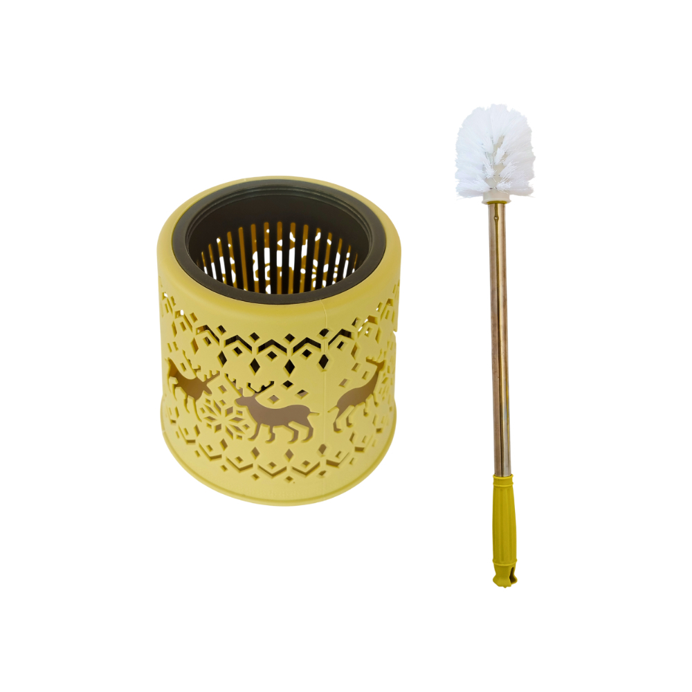 Escobilla de baño de plástico mostaza con mango y soporte Gutza (1 U) - Miniatura 2