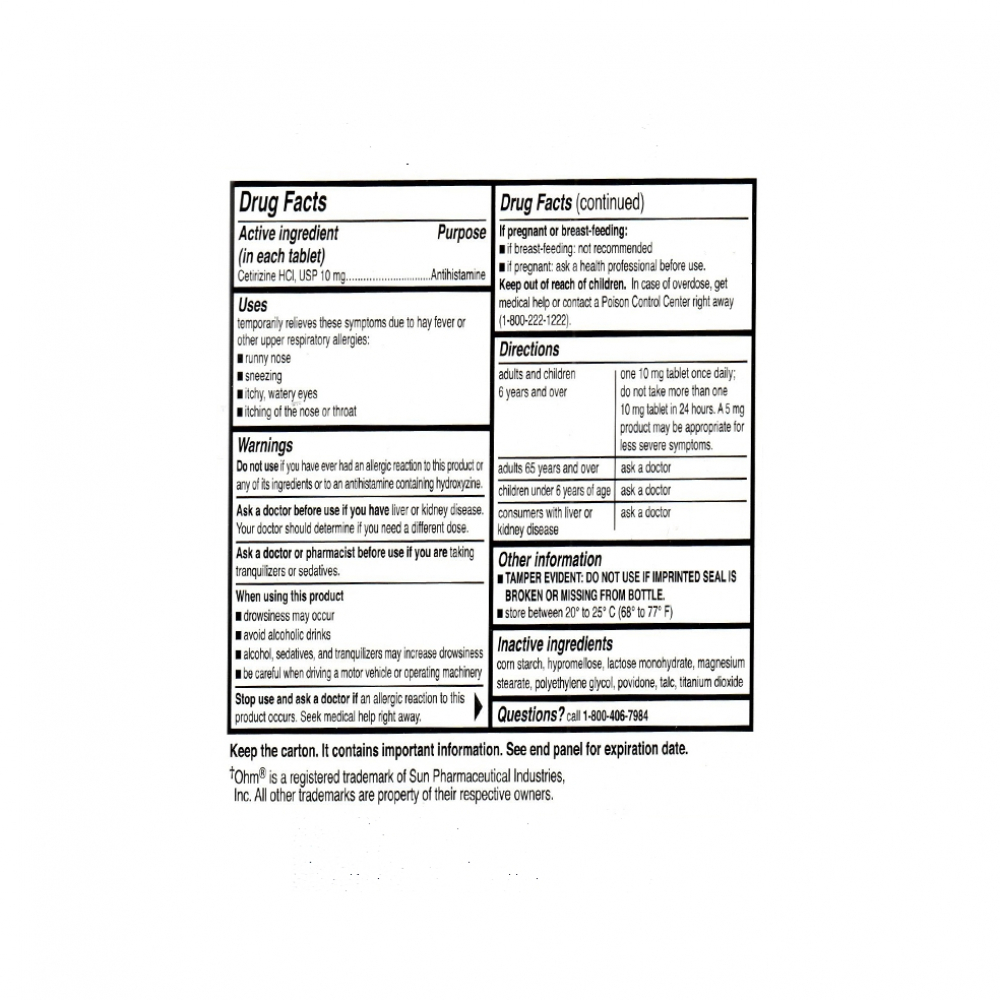 Clorhidrato de cetirizina 10 mg Ohm (30 tabletas) - Miniatura 2
