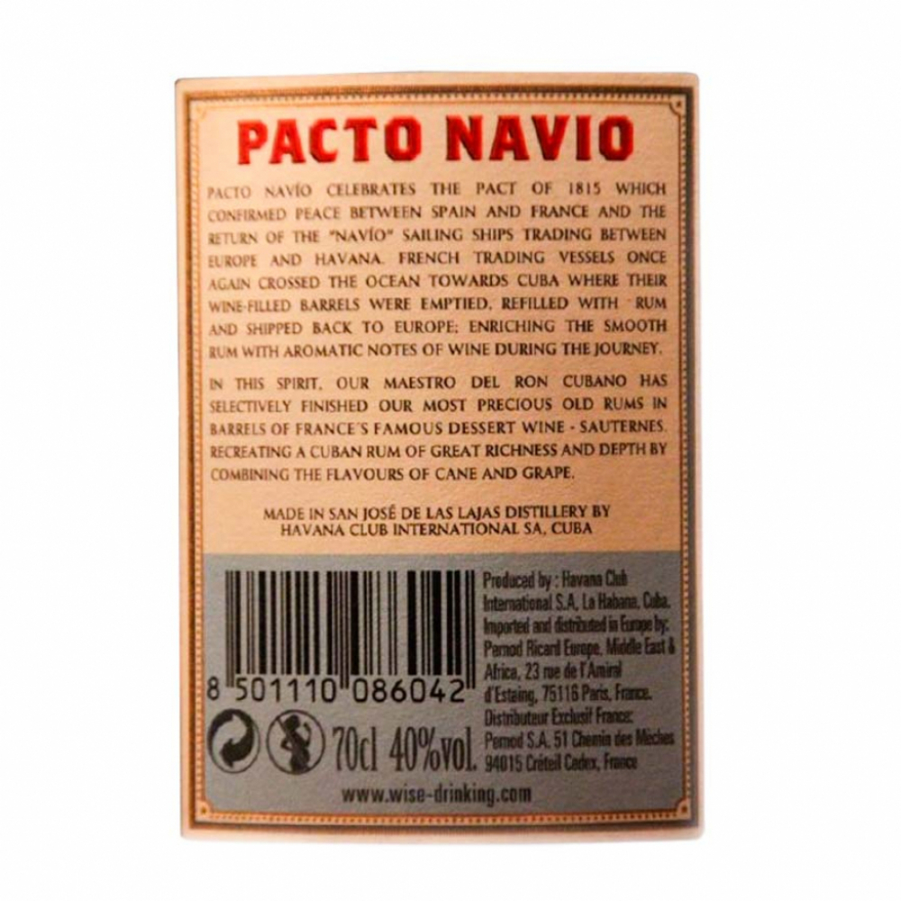Ron Pacto Navio 40 % vol Havana Club (700 ml) - Miniatura 2