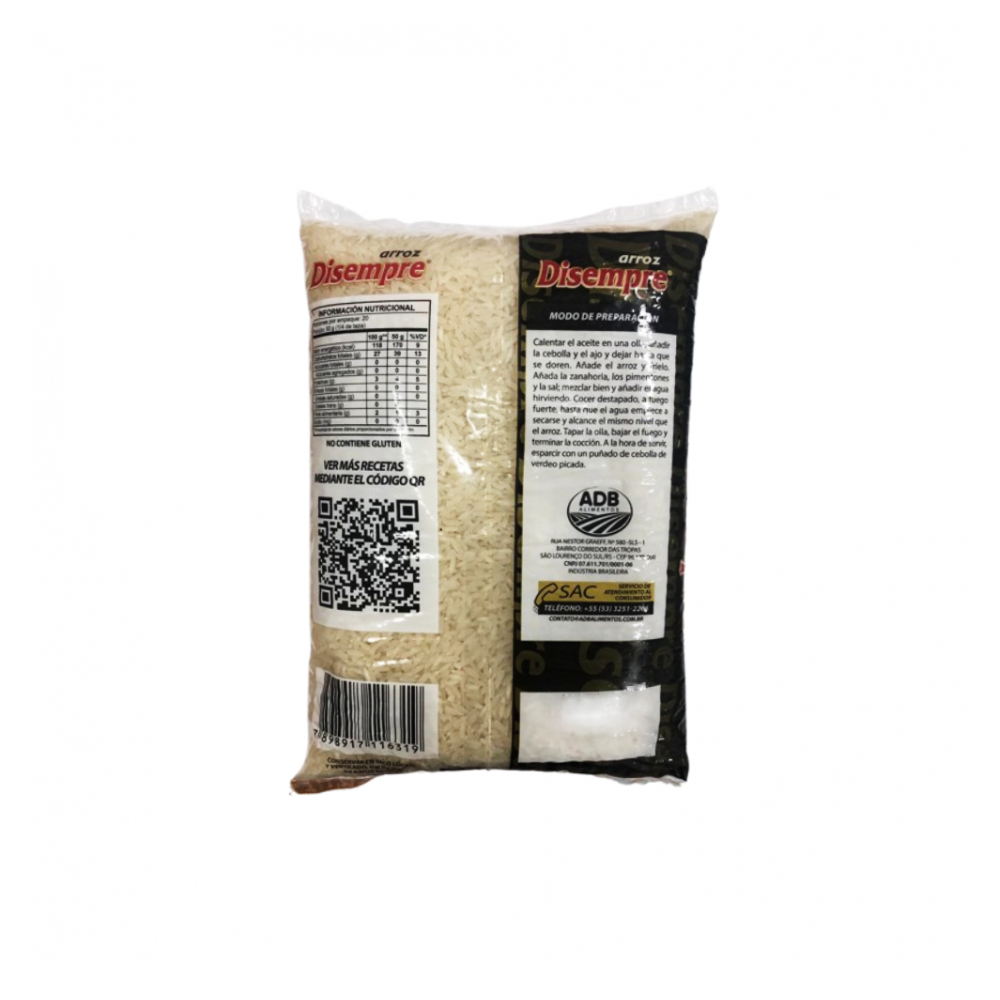 Arroz grano largo Disempre (1 kg / 2.2 lb) - Miniatura 2