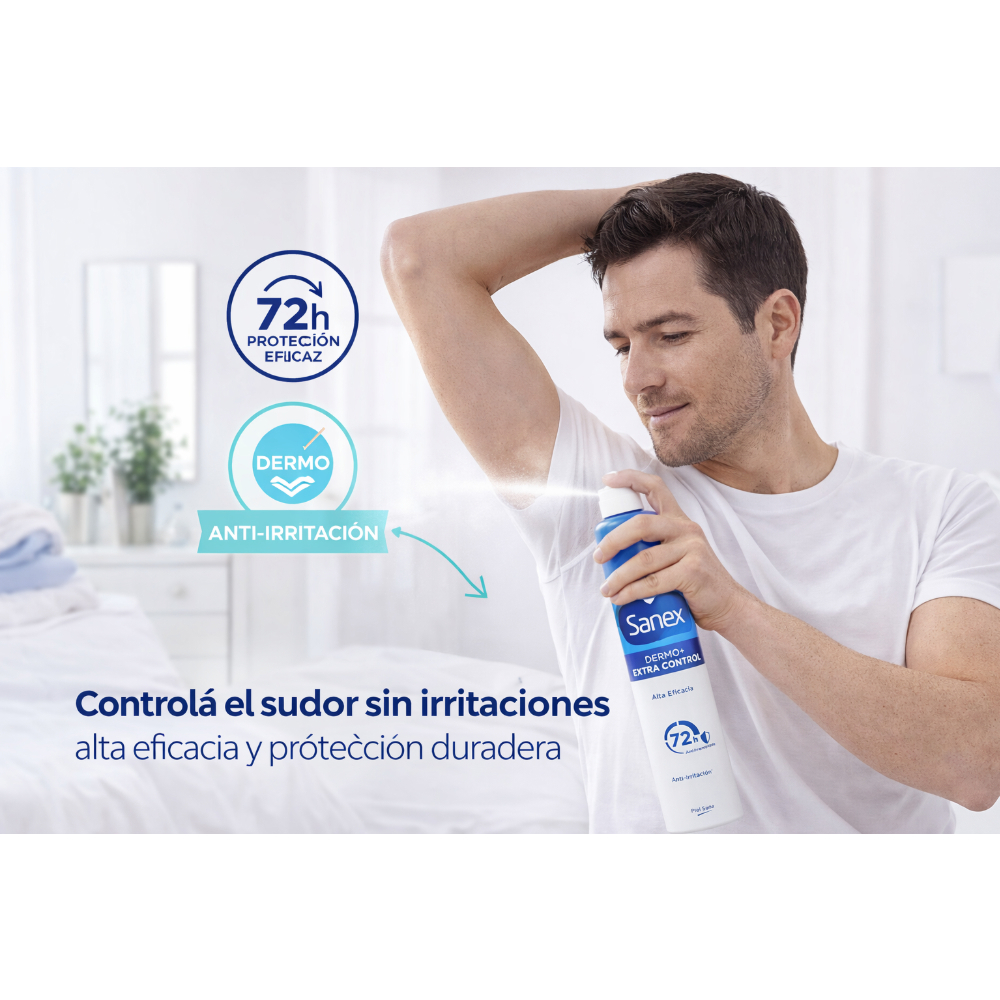 Desodorante en spray dermo + control extra Sanex (200 ml) - Miniatura 4
