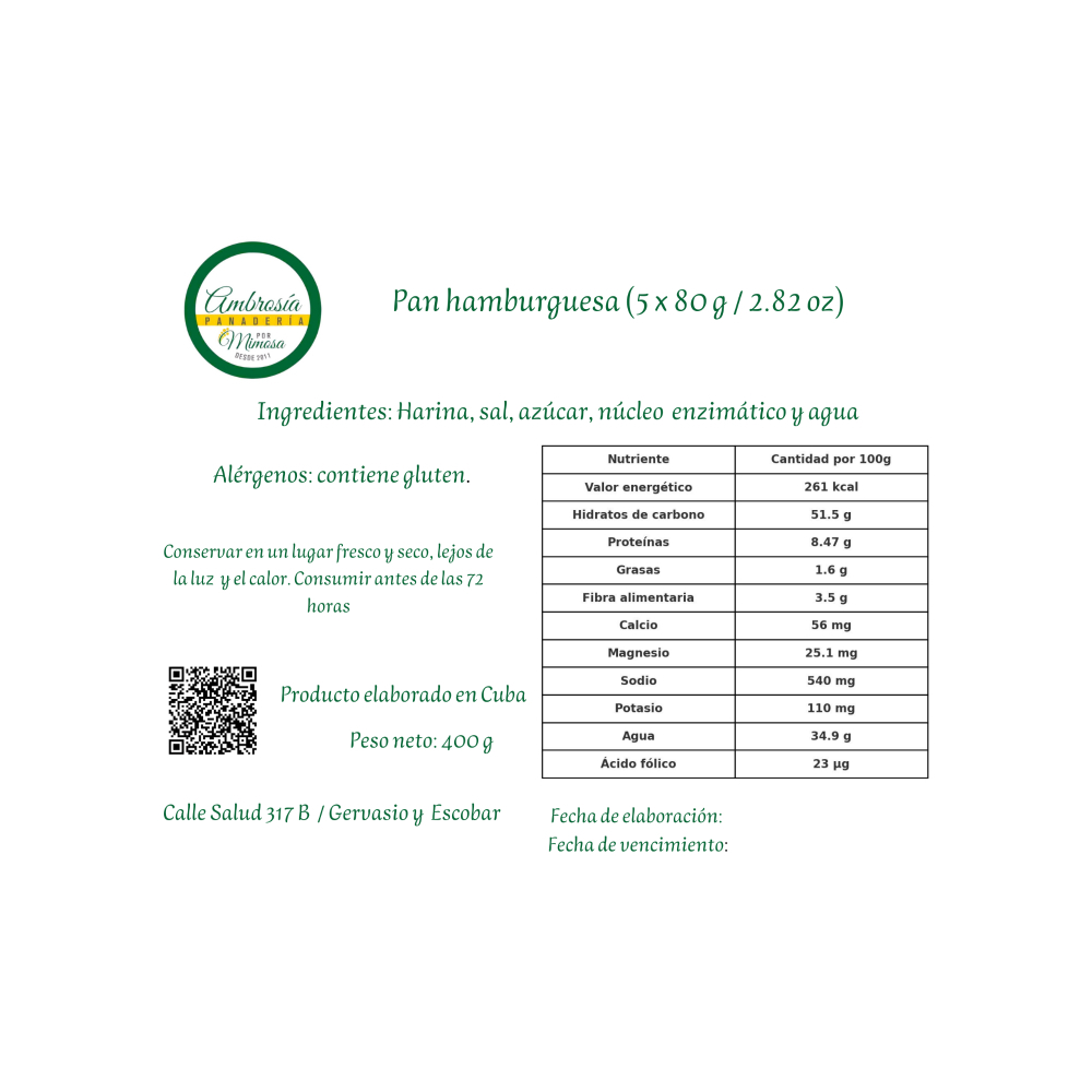 Pan hamburguesa Mmimosa (5 x 80 g / 2.82 oz) - Miniatura 2