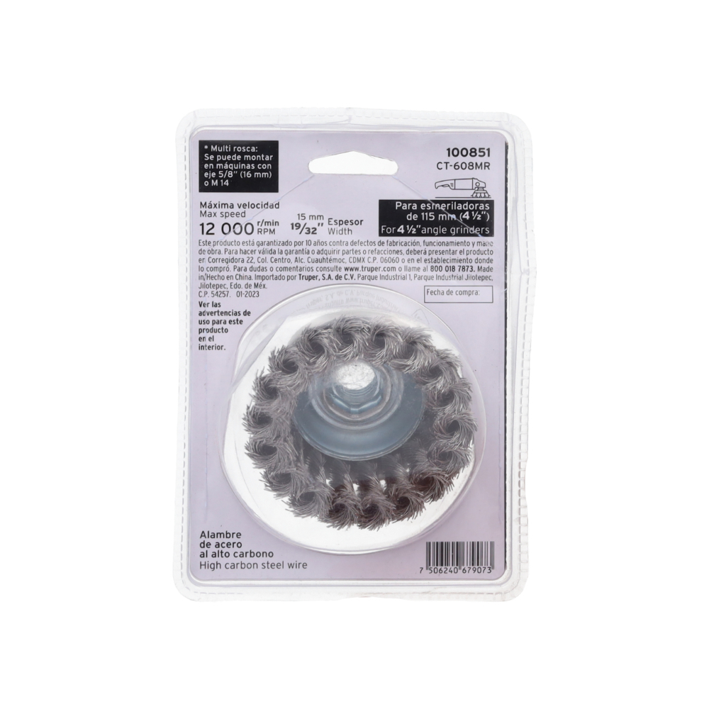 Cepillo de alambre para pulidora Truper 100851-CT-608MR - Miniatura 2