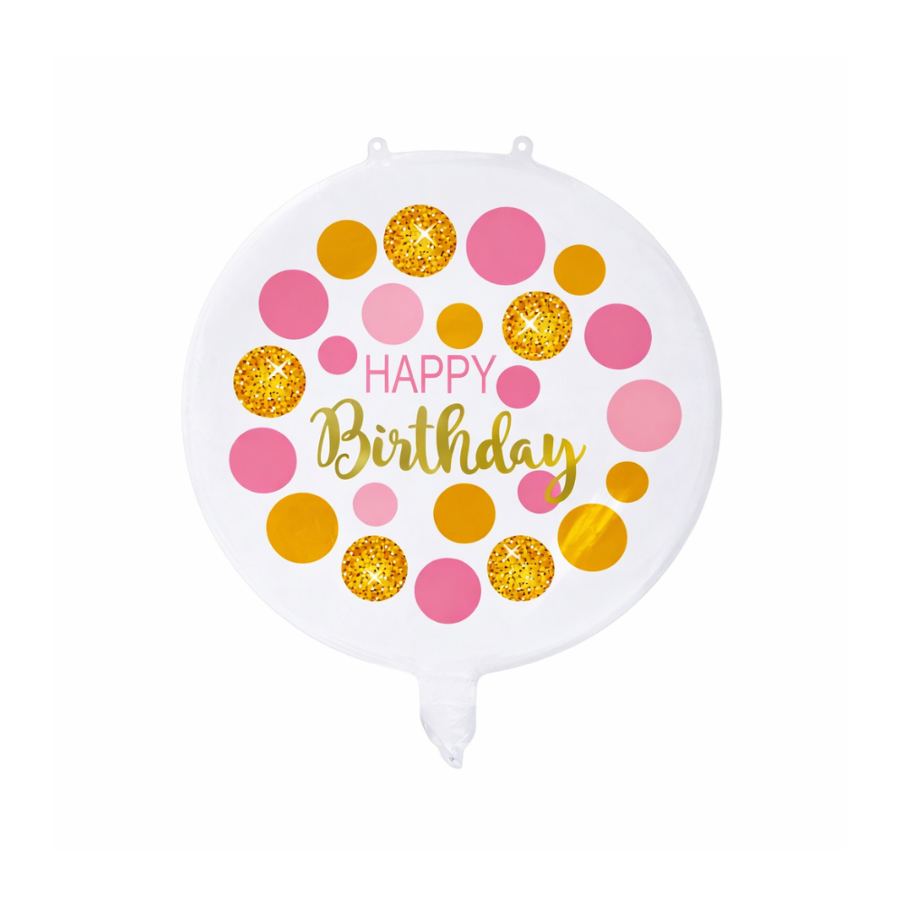 Globo Happy Birthday con estampados dorados Ballon (18 pulgadas) - Miniatura 3