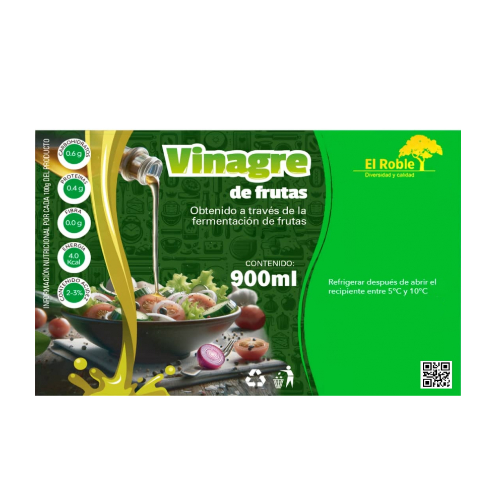 Vinagre de frutas El Roble (900 ml) - Miniatura 2