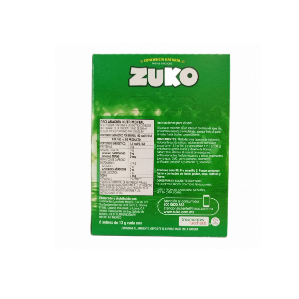 Refresco sabor mandarina Zuko (12 x 8 x 13 g) - Miniatura 3