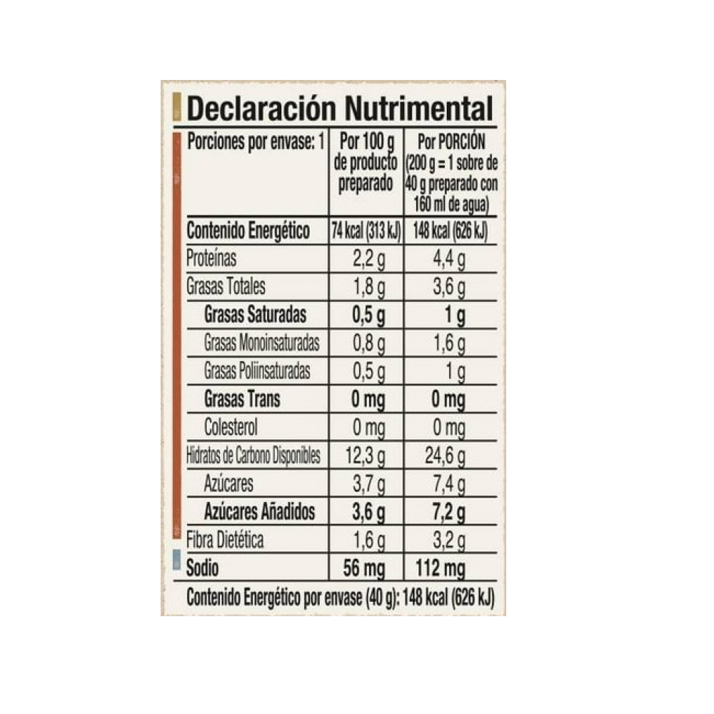 Avena integral instantanea sabor chocoalmendra Quaker (40 g / 1.41 oz) - Miniatura 4
