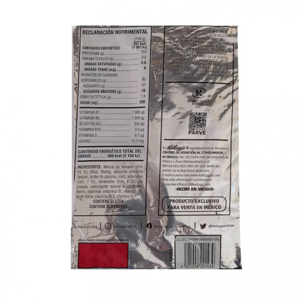 Cereal extra arándanos con almendras Kellogg's (130 g / 4.59 oz) - Miniatura 2