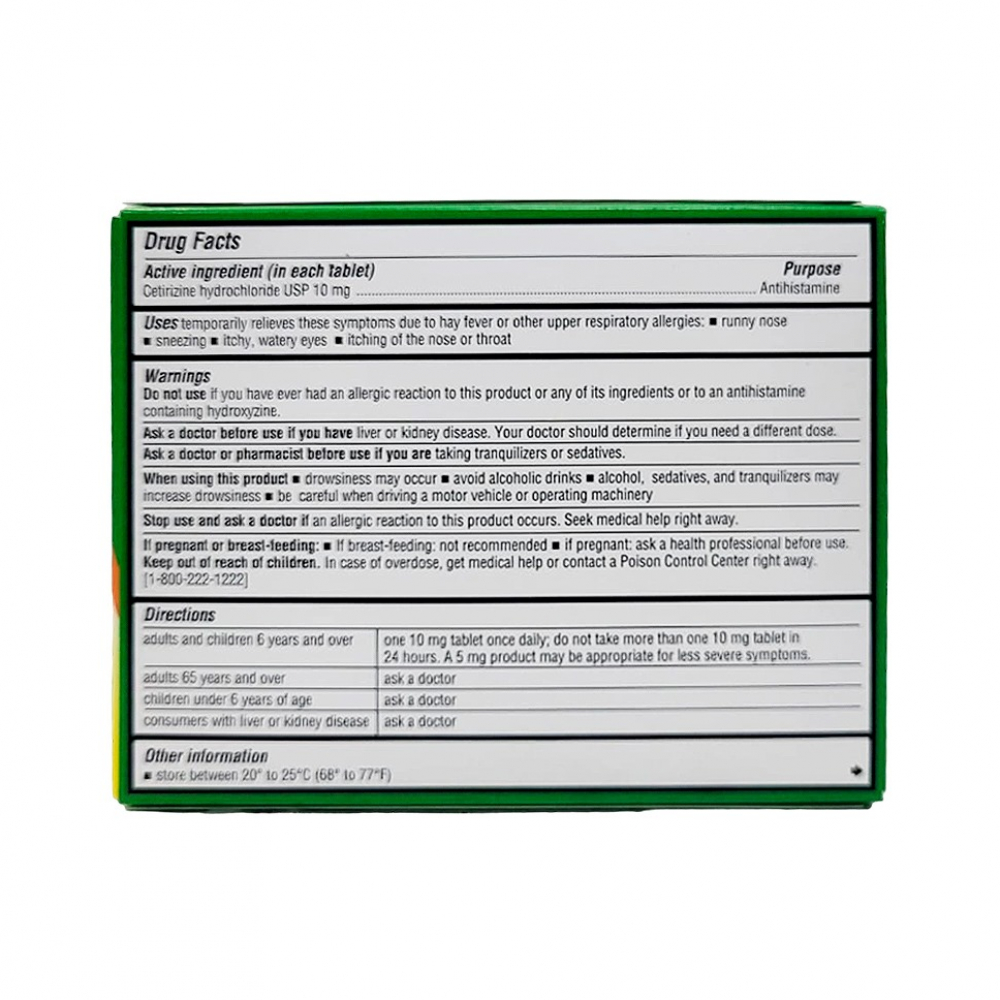 Clorhidrato de cetirizina 10 mg Aurohealth (100 tabletas) - Miniatura 2