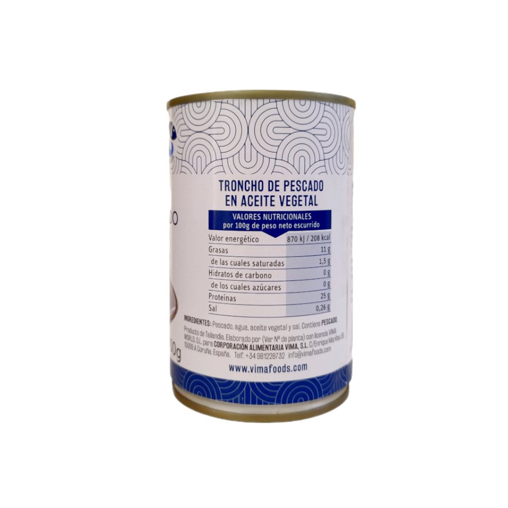Troncho de pescado en aceite vegetal Vima Foods (425 g / 15 oz) - Miniatura 2