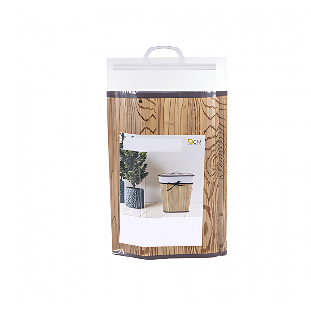 Ropero de bambú plegable cuadrado natural con lazo de 28 cm x 42 cm - Miniatura 2