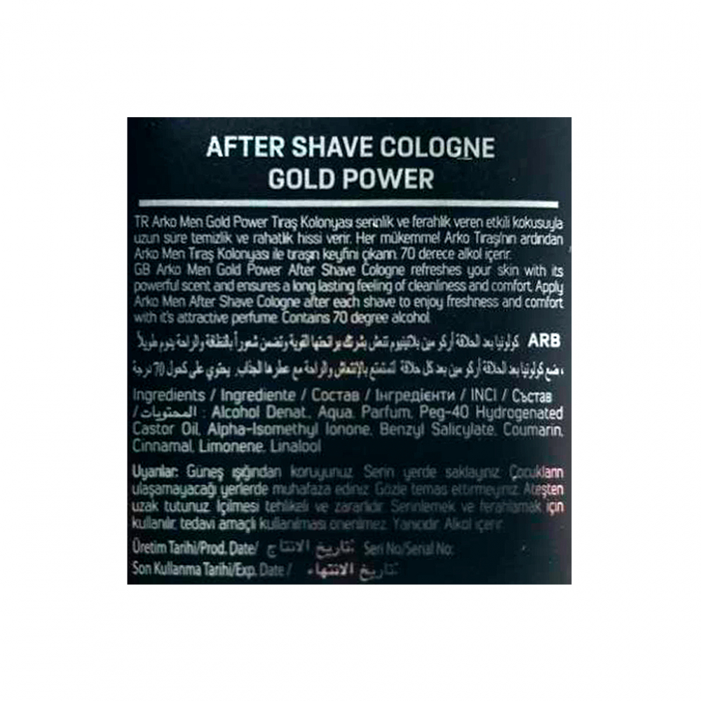 Colonia para después del afeitado poder de oro Arko (255 ml) - Miniatura 3