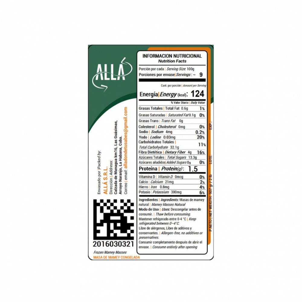 Masa de mamey congelada ALLÁ (907 g / 2 lb) - Miniatura 2