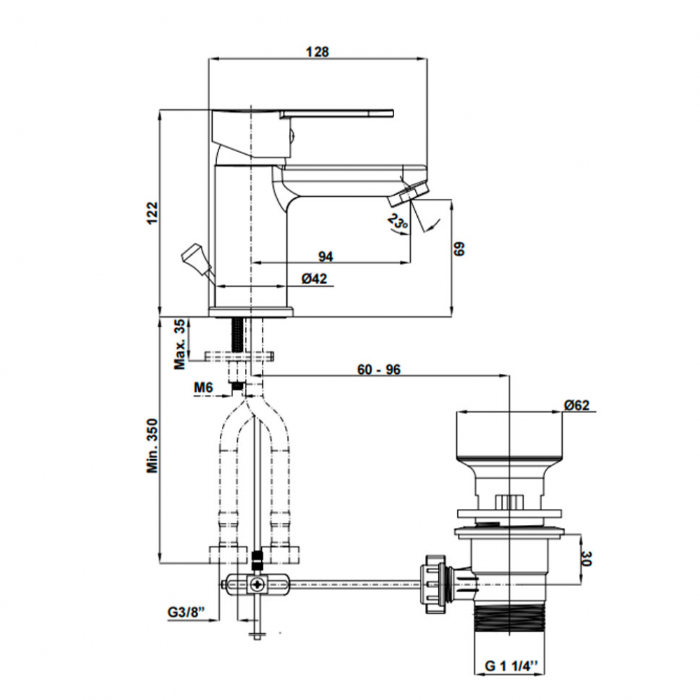 Grifo mezclador para lavabo con desagüe automático Gala Teza G3852100 - Miniatura 2
