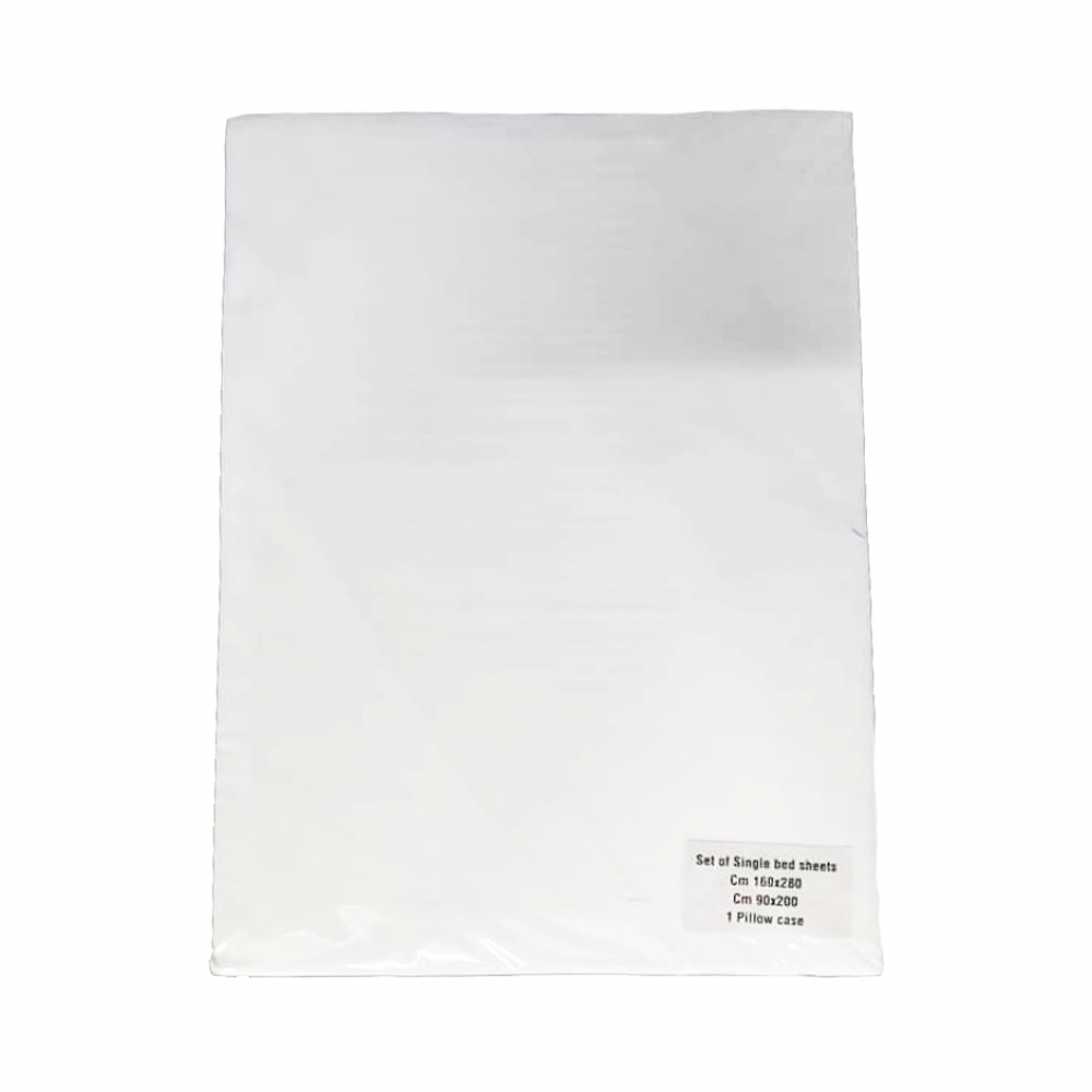 Juego de sábanas blancas individuales 100% algodón de 3 piezas Yara - Miniatura 2