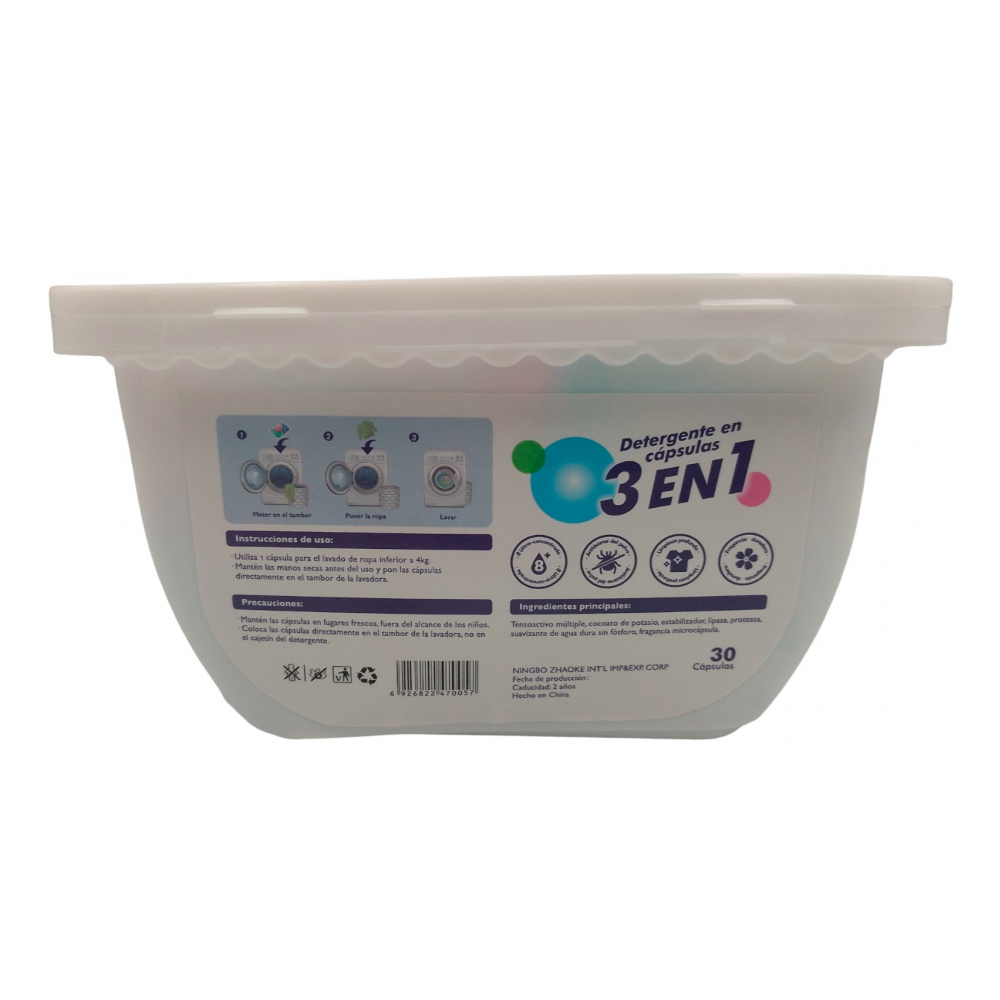 Detergente en cápsulas 3 en 1 Zhaoke (30 U) - Miniatura 2