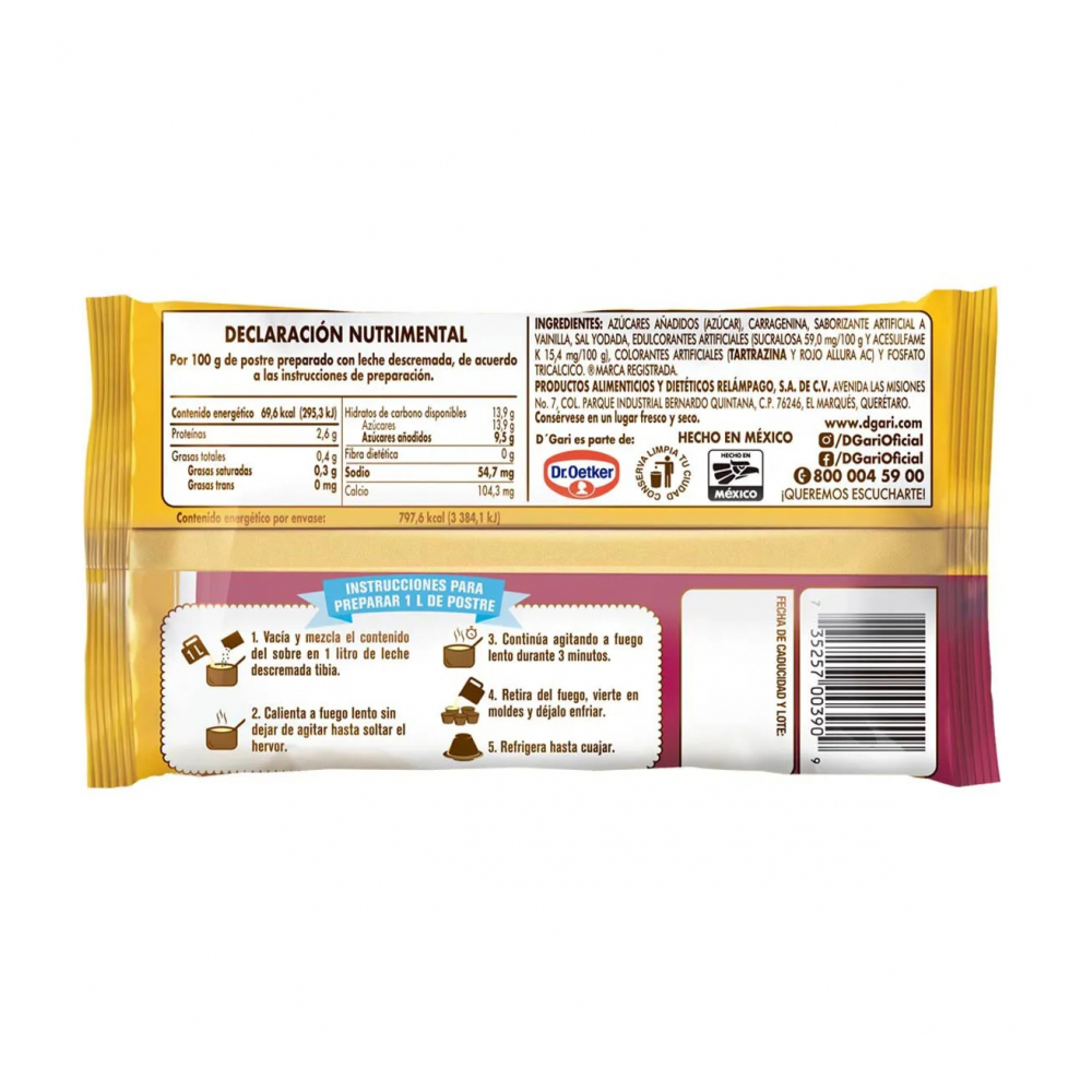 Flan sabor vainilla D'Gari (115 g / 4.06 oz) - Miniatura 3