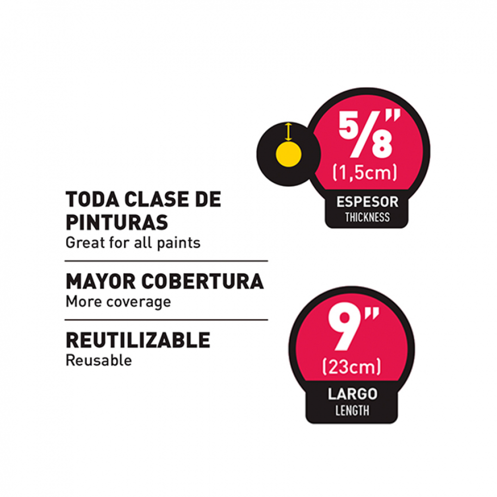 Mota de 5/8" x 9" para rodillo de pintar pared y techo Covo - Miniatura 3