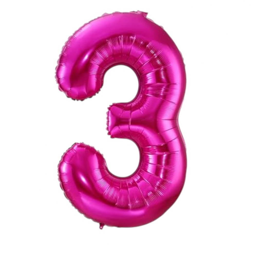 Globo rosado número 3 Balloon (32 pulgadas) - Miniatura 2