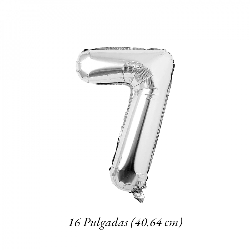 Globo plateado número 7 Balloon (16 pulgadas) - Miniatura 2