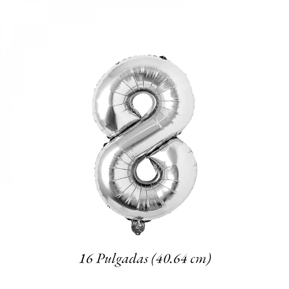 Globo plateado número 8 Balloon (16 pulgadas) - Miniatura 2