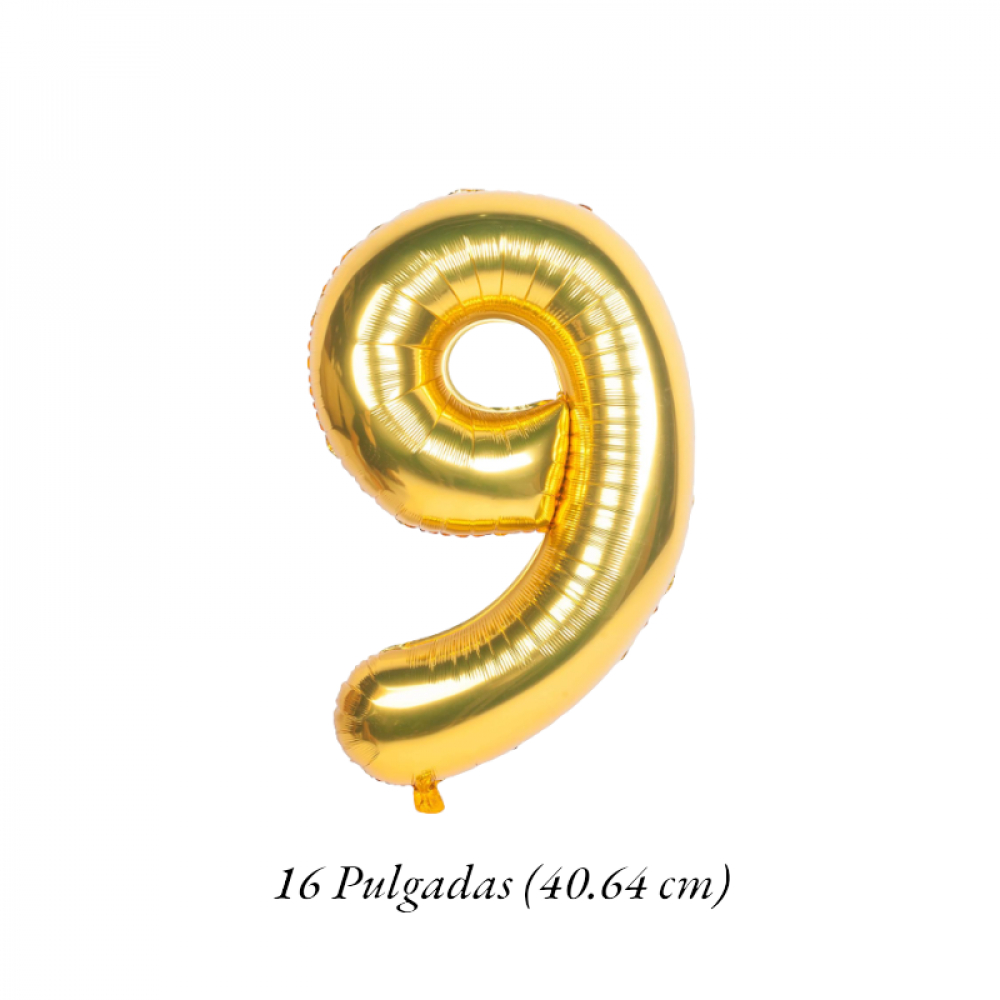 Globo dorado número 9 - 16 pulgadas - - Miniatura 2