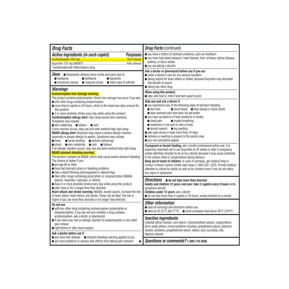 Acetaminofén 250 mg + Ibuprofeno 125 mg GoodSense (36 tabletas) - Miniatura 2