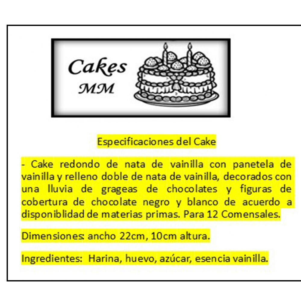 Cake vainilla bombonero de nata (12 comensales) - Miniatura 2