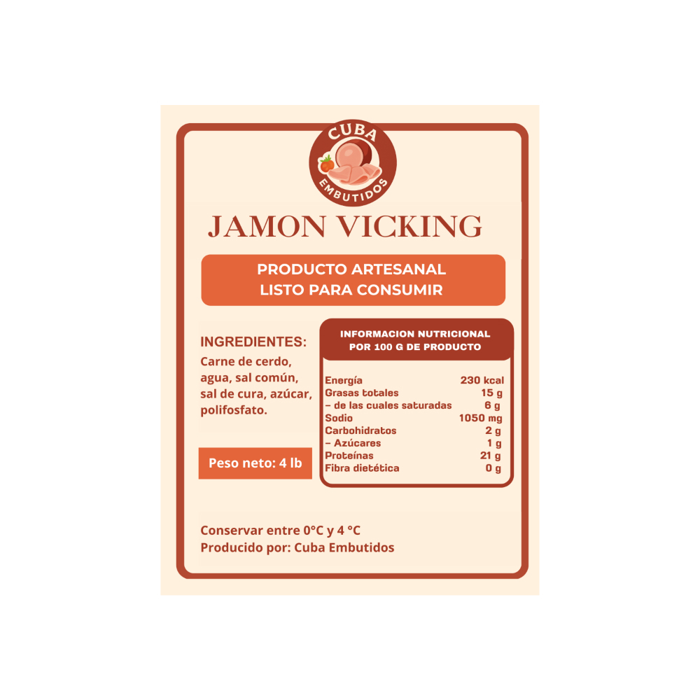 Jamón viking Cuba Embutidos (1.8 kg / 4 lb) - Miniatura 3
