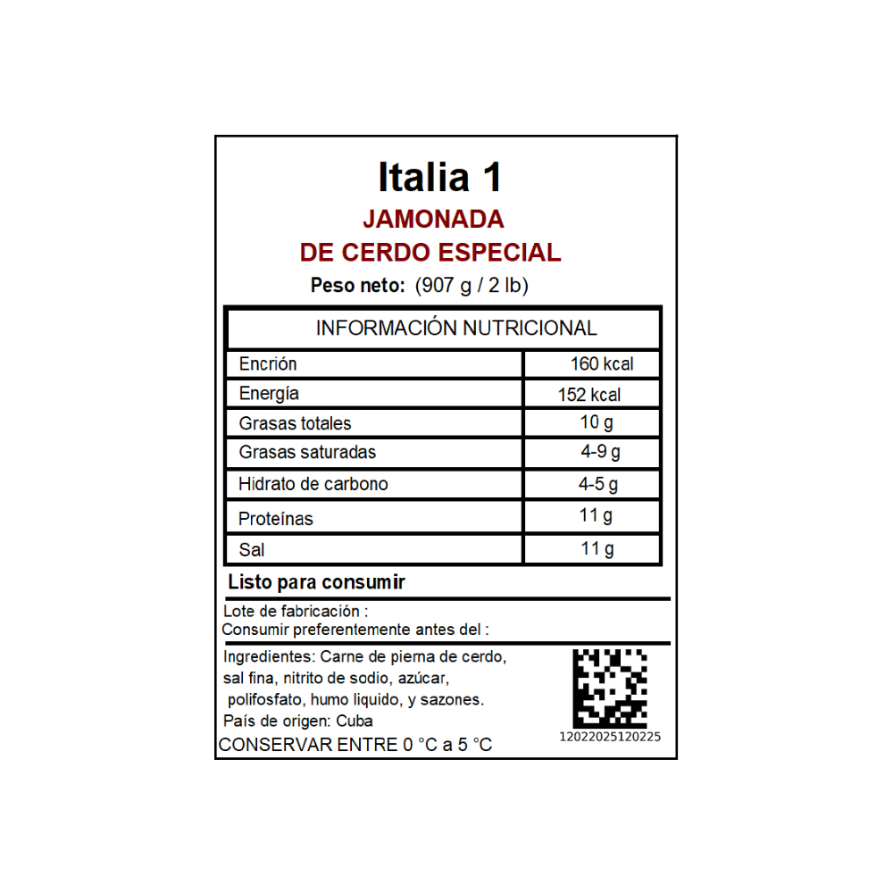 Jamonada de cerdo especial Italia 1 (907 g / 2 lb) - Miniatura 3