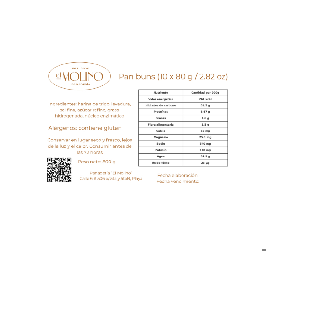 Pan buns El Molino (20 x 80 g / 2.82 oz) - Miniatura 3