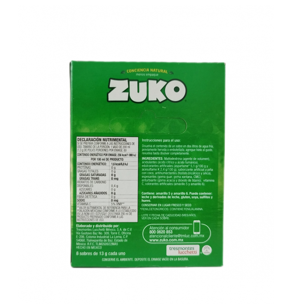 Refresco sabor piña colada Zuko (12 x 8 x 13 g) - Miniatura 4