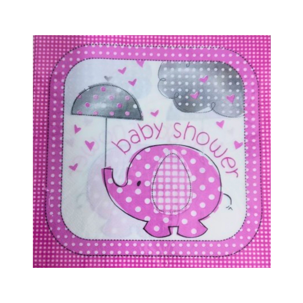 Estuche de servilletas rosadas para la fiesta del bebé baby shower (20 U) - Miniatura 3