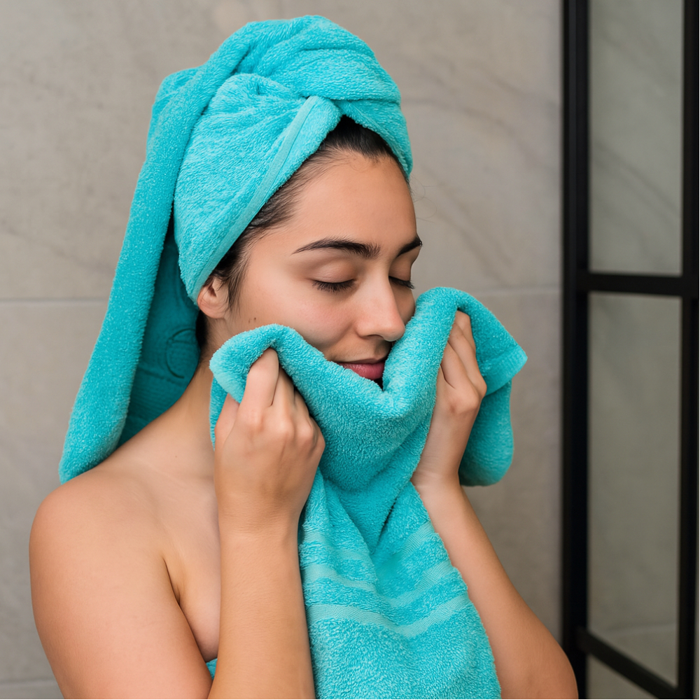 Toalla azul claro Yara (70 x 140 cm) - Miniatura 2