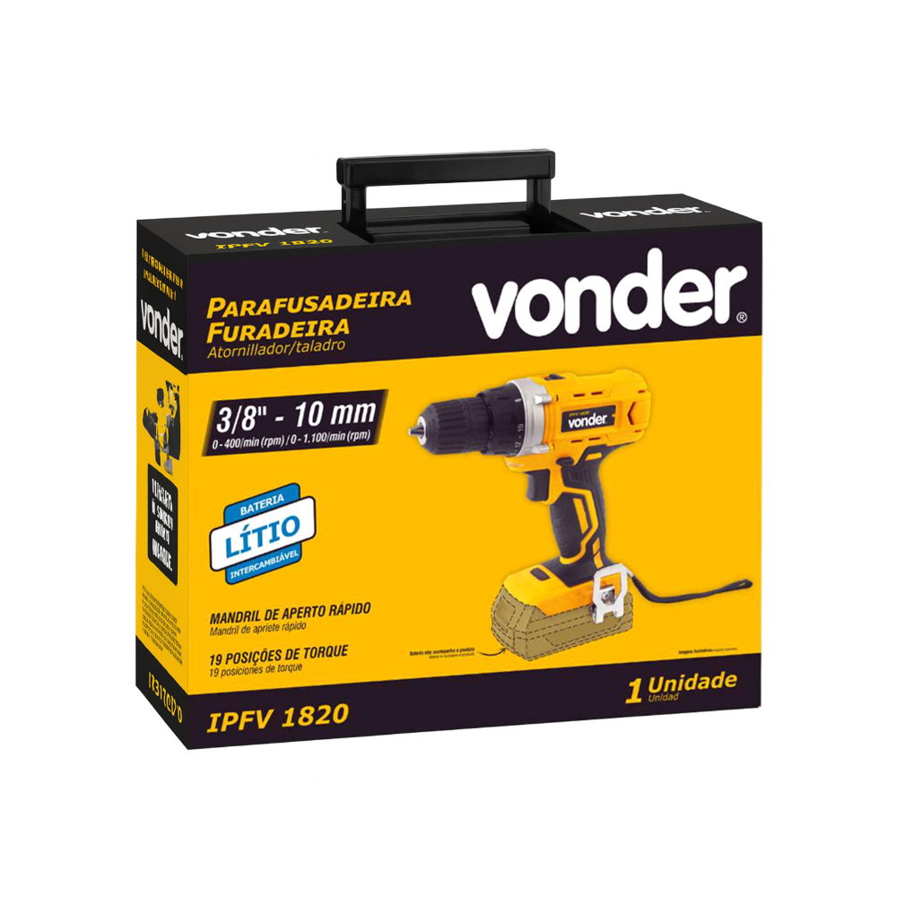 Taladro atornillador inalámbrico 3/8'' de 18 V Vonder IPFV1820 - Miniatura 2