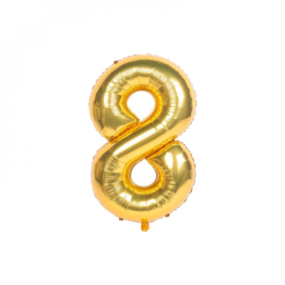 Globo dorado Número 8 Balloon (16 pulgadas) - Miniatura 3