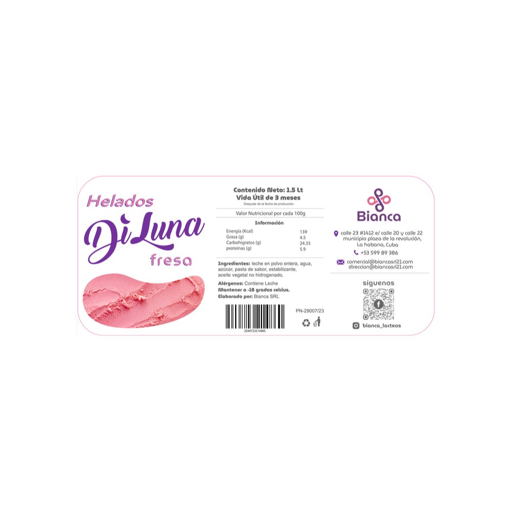 Helado sabor fresa DiLuna (1.5 L) - Miniatura 3