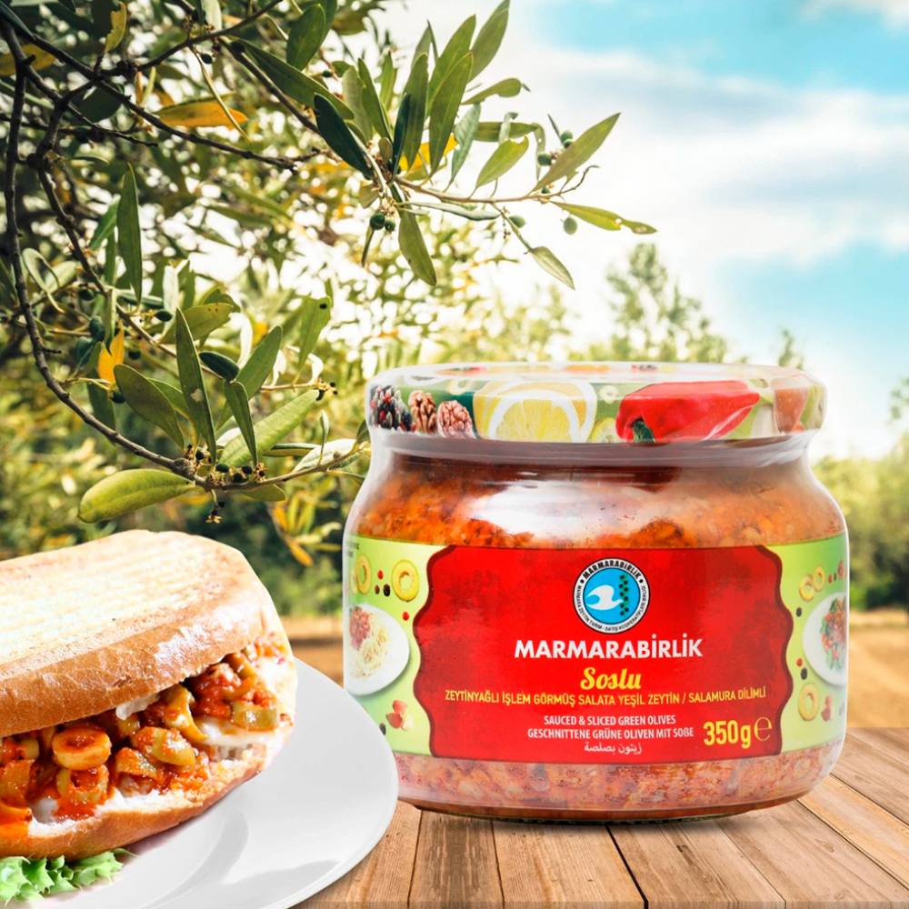 Aceitunas verdes en rodajas con salsa Marmarabirlik (350 g / 12.34 oz) - Miniatura 4