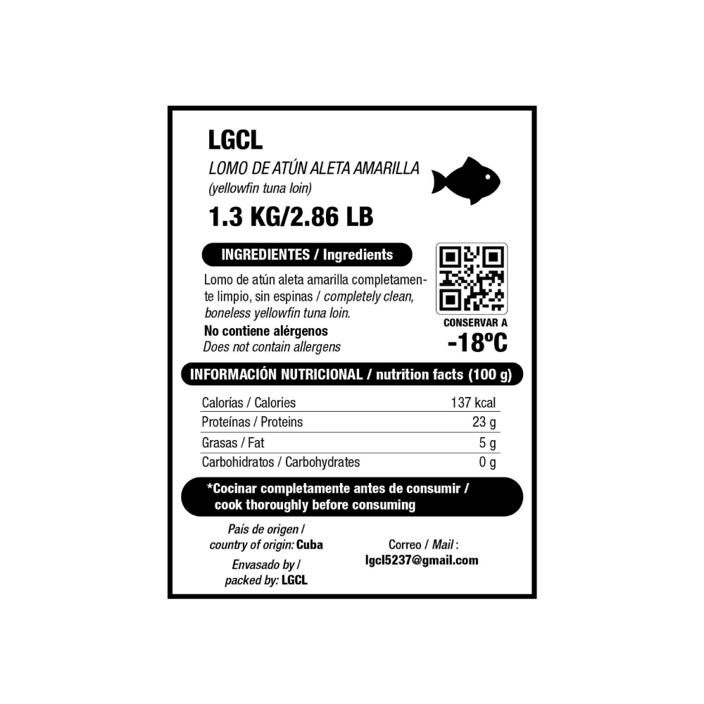 Lomo de atún de aleta amarilla LGL (1.3 kg / 2.86 lb) - Miniatura 3
