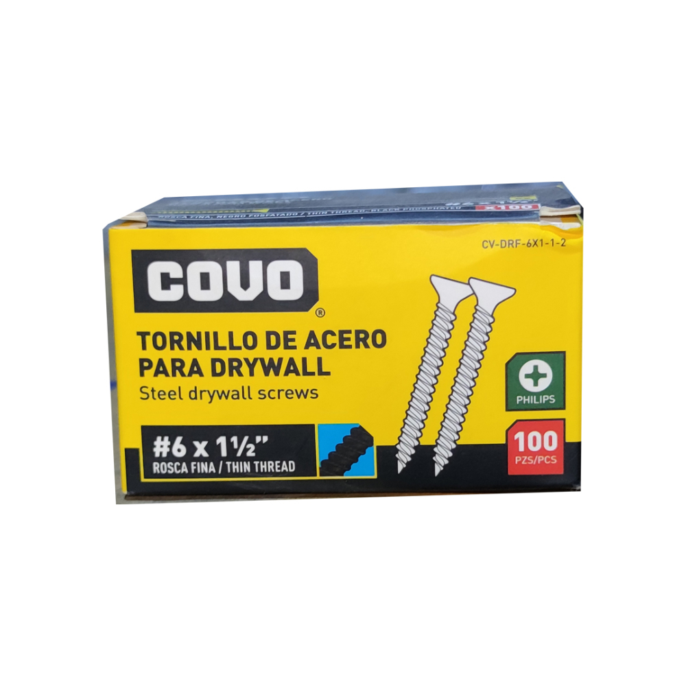 Caja de 100 tornillos de acero para drywall #6 x 1-1/2" Covo - Miniatura 4